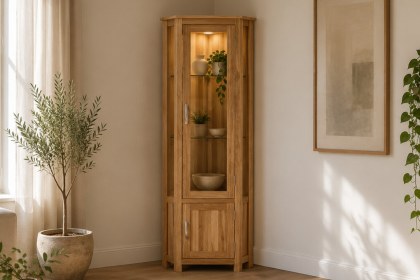 Devon 100% Solid Oak Corner Display Cabinet