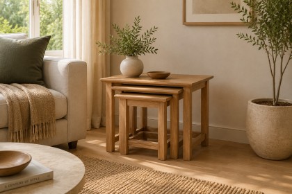 Devon 100% Solid Oak Nest Of Tables