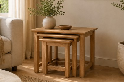 Devon 100% Solid Oak Nest Of Tables
