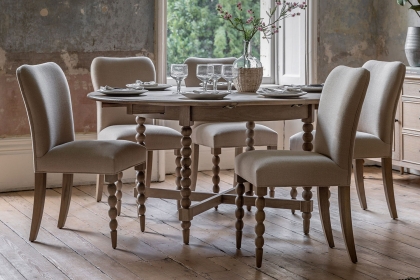 Gallery Direct Artisan Limewash Oak Extending Round Dining Table with Bobbin Detail