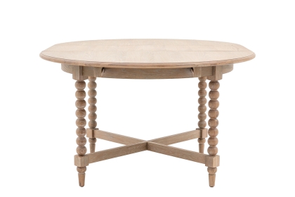 Gallery Direct Artisan Limewash Oak Extending Round Dining Table with Bobbin Detail