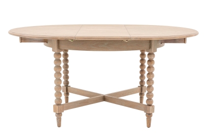 Gallery Direct Artisan Limewash Oak Extending Round Dining Table with Bobbin Detail