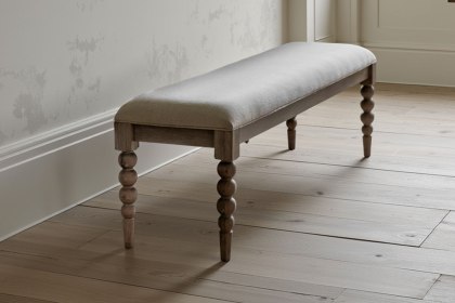 Gallery Direct Artisan Limewash Oak Dining Table Bench with Bobbin Detail