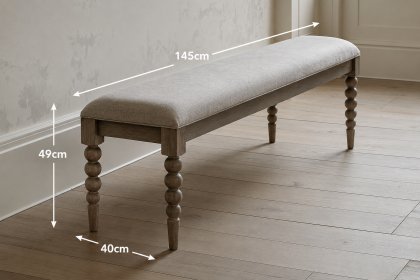 Gallery Direct Artisan Limewash Oak Dining Table Bench with Bobbin Detail