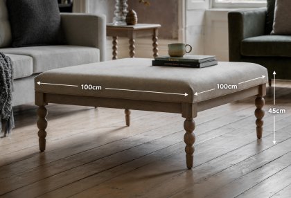 Gallery Direct Artisan Limewash Oak Coffee Table with Fabric Top and Bobbin Detail