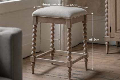 Gallery Direct Artisan Limewash Oak Bar Stool with Bobbin Detail