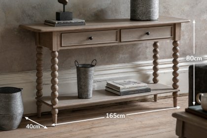 Gallery Direct Artisan Limewash Oak Console Table with Bobbin Detail