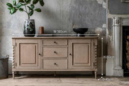 Gallery Direct Artisan Limewash Oak Large Sideboard with Bobbin Detail
