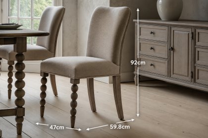 Gallery Direct Artisan Limewash Oak Linen Dining Chair with Bobbin Detail (Pair)