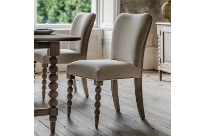 Gallery Direct Artisan Limewash Oak Linen Dining Chair with Bobbin Detail (Pair)