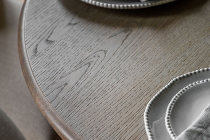 Gallery Direct Artisan Limewash Oak Extending Round Dining Table Set & 4 Chairs