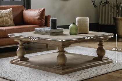 Gallery Direct Vancouver Rustic Pine Square Coffee Table