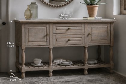 Gallery Direct Vancouver Rustic Pine Sideboard with Marble Top Gallery Direct Vancouver Rustic Pine Sideboard with Marble Top