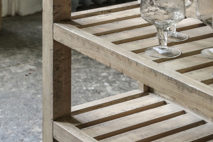 Gallery Direct Vancouver Rustic Pine Large Kitchen Island with Marble Top