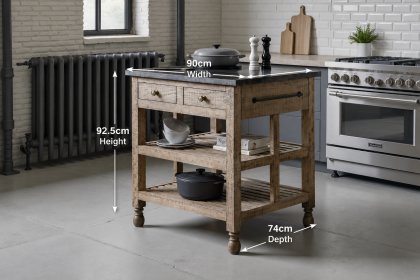 Gallery Direct Vancouver Rustic Pine Small Kitchen Island with Marble Top Gallery Direct Vancouver Rustic Pine Small Kitchen Island with Marble Top