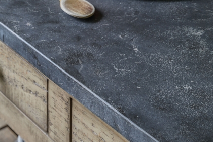 Gallery Direct Vancouver Rustic Pine Small Kitchen Island with Marble Top