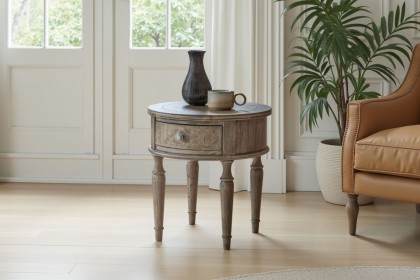 Gallery Direct Rustique French Colonial Round 1 Drawer Side Table