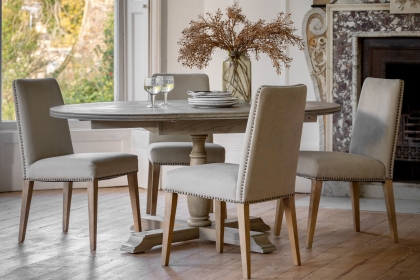 Gallery Direct Mustique French Colonial Round Extending Dining Table Set & 4 Rex Dining Chairs