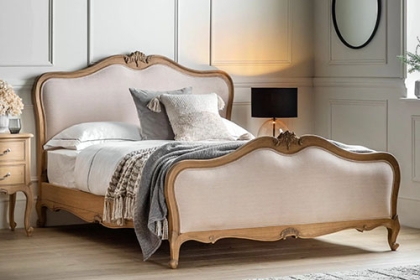 Gallery Direct Chic Weathered Linen Upholstered Bed Frame