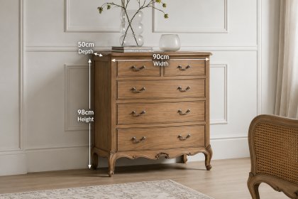 Gallery Direct Chic Weathered 5 Drawer Chest Of Drawers