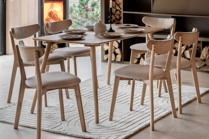 Gallery Direct Hatfield Natural Oak 150cm Large Rectangular Dining Table Set & x4 Chairs