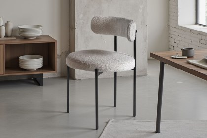 Gallery Direct Aveley Set of 2 Vanilla Boucle Dining Chairs