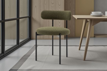 Gallery Direct Aveley Set of 2 Green Boucle Dining Chairs