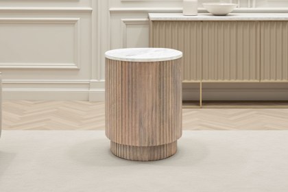 Gallery Direct Marmo Mango Wood Side Table with Marble Top