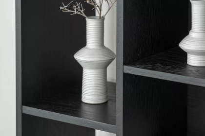 Gallery Direct Barbican Walnut & Black Wood Open Bookcase Display Unit