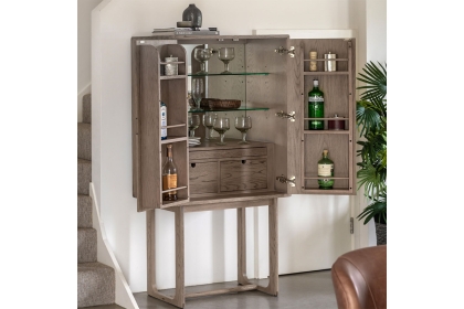 Gallery Direct Craft Smoked Oak Cocktail Cabinet Gallery Direct Craft Smoked Oak Cocktail Cabinet