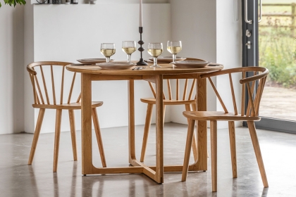 Gallery Direct Craft Natural Oak Round Dining Table Set & 4 Chairs