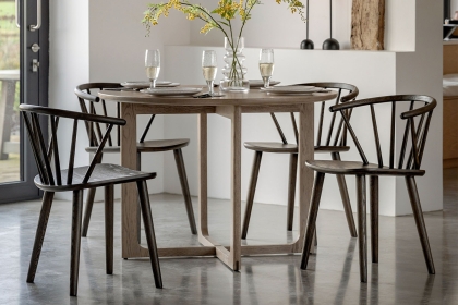 Gallery Direct Craft Smoked Oak Round Dining Table Set & 4 Chairs