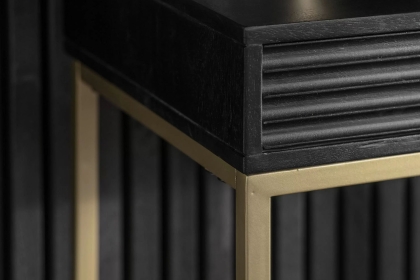 Gallery Direct Ripple Mango Wood Black & Gold 2 Drawer Console Table
