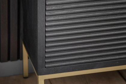 Gallery Direct Ripple Mango Wood Black & Gold Open Display Bookcase Unit