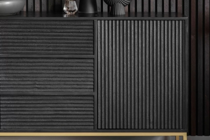Gallery Direct Ripple Mango Wood Black & Gold Large Sideboard