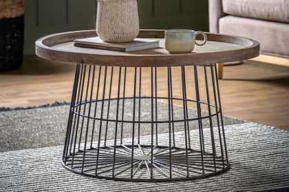 Gallery Direct Menzies Wood & Caged Metal Coffee Table