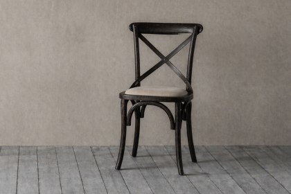 Gallery Direct Set of 2 Cafe Black Oak Dining Chairs with Linen Seat