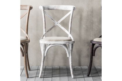 Gallery Direct Set of 2 Cafe White Oak Dining Chairs with Linen Seat