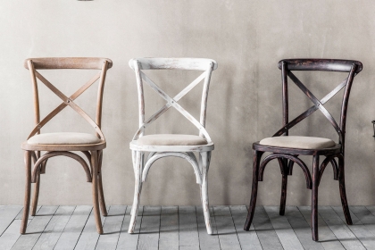 Gallery Direct Set of 2 Cafe White Oak Dining Chairs with Linen Seat