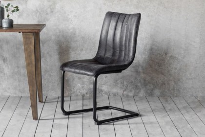 Gallery Direct Set of 2 Edington Dining Chairs in Grey Leather