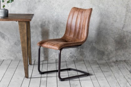 Gallery Direct Set of 2 Edington Dining Chairs in Brown Leather