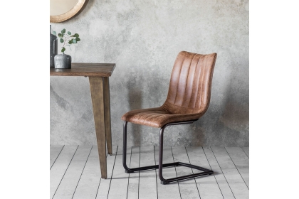 Gallery Direct Set of 2 Edington Dining Chairs in Brown Leather