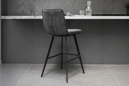 Gallery Direct Set of 2 Palmer Bar Stools in Grey Leather