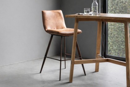 Gallery Direct Set of 2 Palmer Bar Stools in Brown Leather