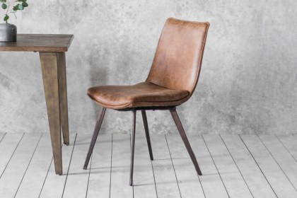 Gallery Direct Set of 2 Hinks Dining Chairs in Brown Leather