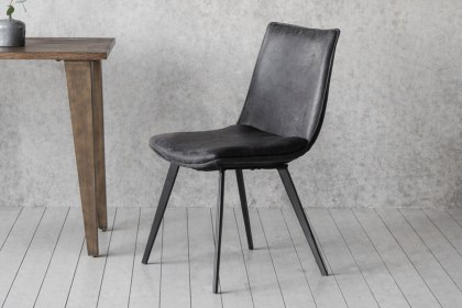 Gallery Direct Set of 2 Hinks Dining Chairs in Grey Leather
