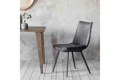 Gallery Direct Set of 2 Hinks Dining Chairs in Grey Leather