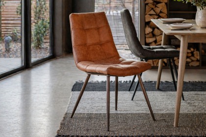 Gallery Direct Set of 2 Darwin Dining Chairs in Brown Leather