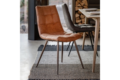 Gallery Direct Set of 2 Darwin Dining Chairs in Brown Leather