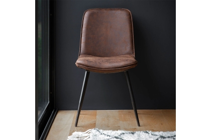 Gallery Direct Set of 2 Newton Dining Chairs in Brown Leather